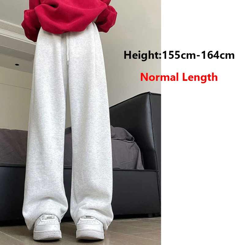 New Autumn Women Casual High Waisted Long Pants Lady Korean Style Solid Cotton Elastic Wide Leg Straight Leg Streetwear Trousers