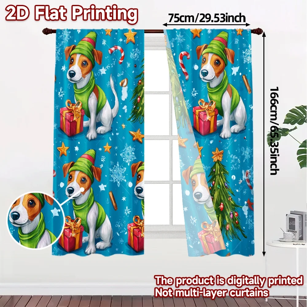 2D Flat Printing,JIT 2pcs, Curtains (Without Rod) Festive Pup Popular Curtains&Drapes Versatile Durable Polyester Curtains Art