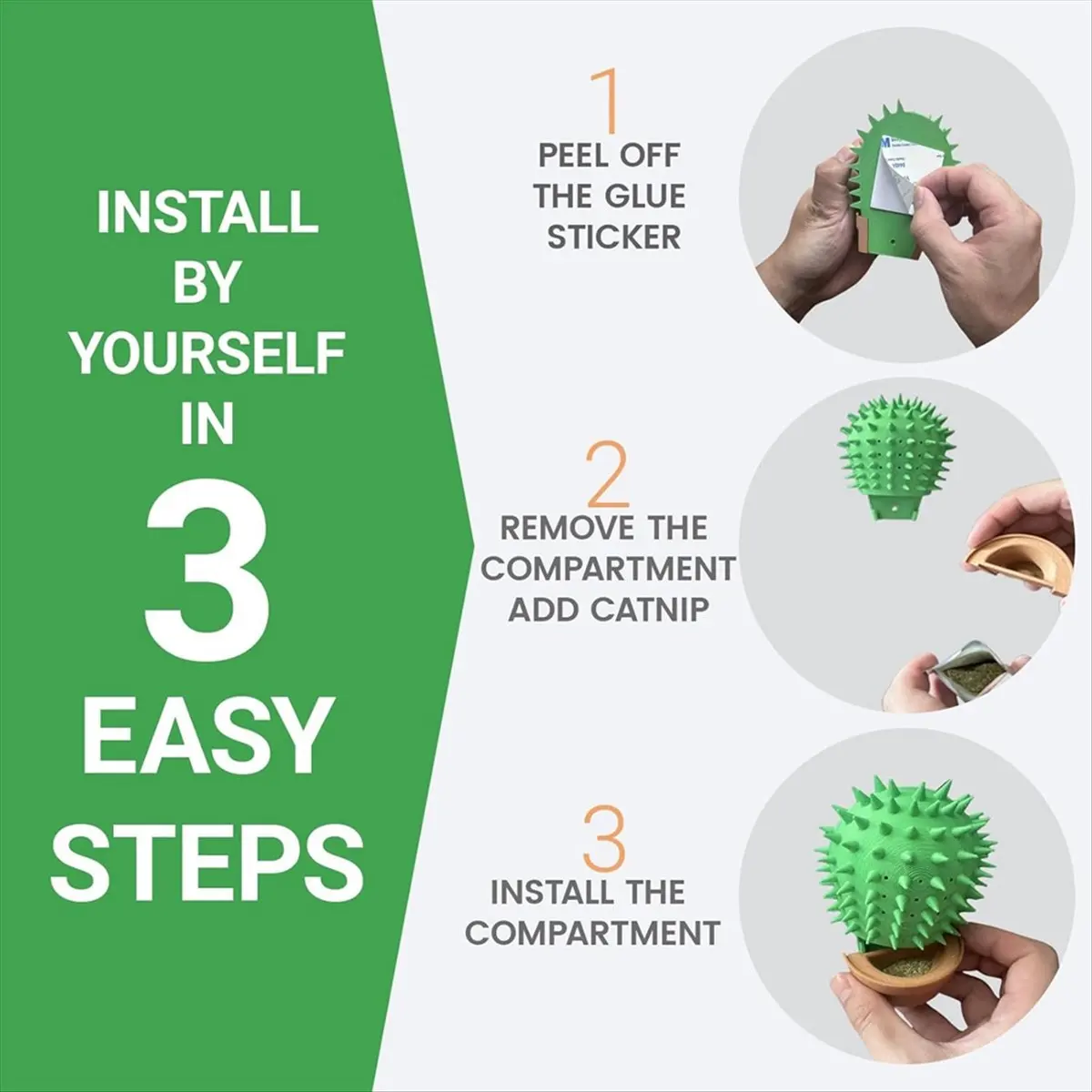 ABZT Cactus Cat Grooming Brush Massager Self-Scratching Post Wall-Mounted Corner Brush for Indoor Cats Face Scratcher