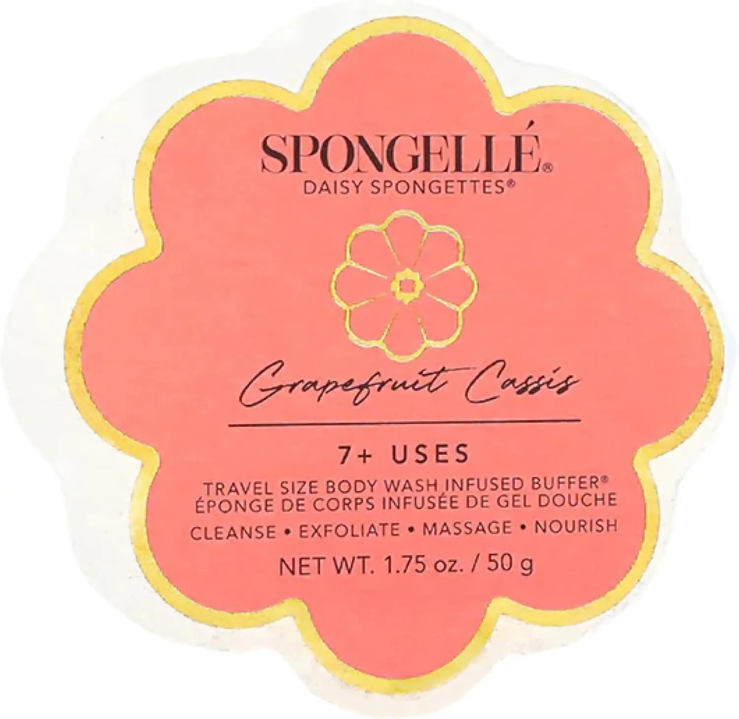 

Губка для ванны Grapefruit Cassis Daisy Spongette | Встроенный гель для душа и мочалка-скрабер, душевая мочалка-люфа