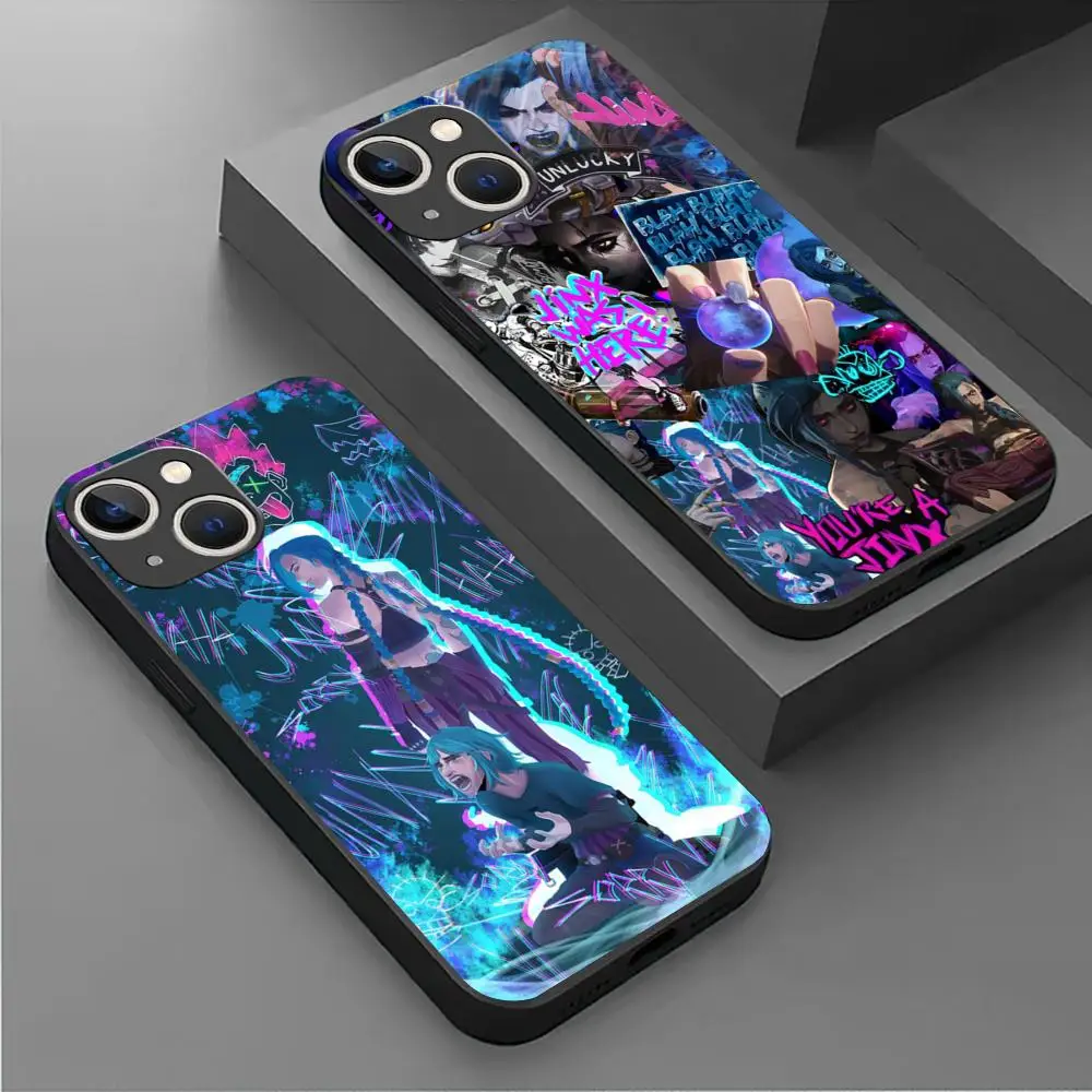 L-League of L-Legends L-LOL Jinx Phone Case For iPhone 16 15 14 13 12 11 X XR XS 8 Plus Mini Pro Max Soft black Shockproof Cover