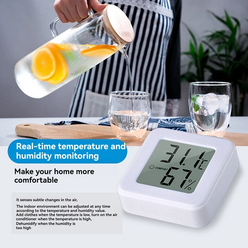 يوميا 1207 مقياس درجة الحرارة والرطوبة الإلكتروني الصغير ميزان حرارة السيارة مع عرض الوجه المبتسم ميزان الحرارة المنزلي الداخلي