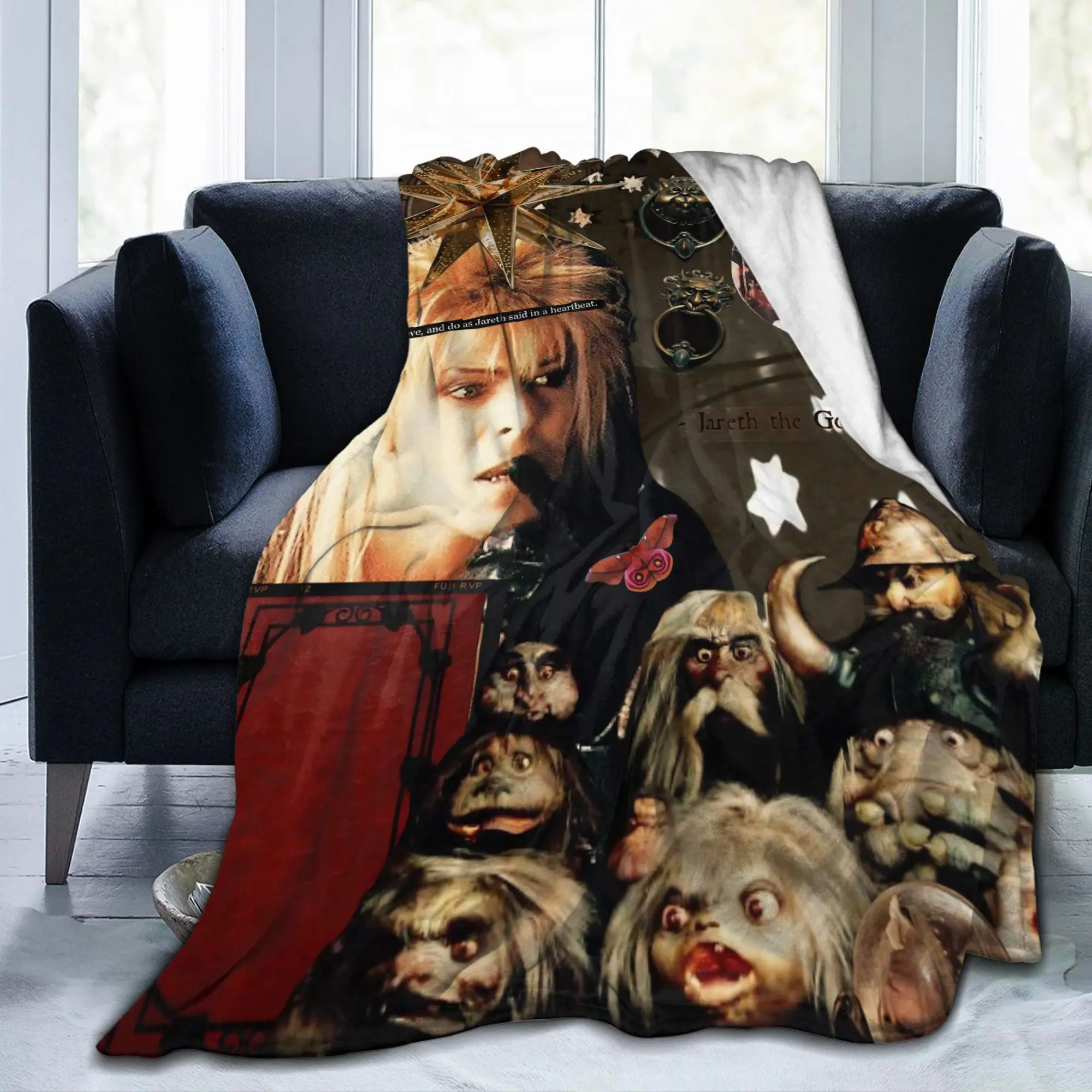 Labyrinths Jareth the-Goblin-King Blankets Flannel Classic Movie Ultra-Soft Throw Blanket for Bedspread Outdoor Portable