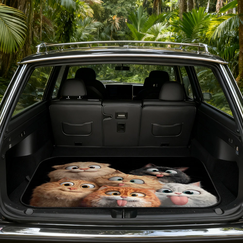 Fun Cartoon Plush Kitten Trunk Mat, Wear-Resistant and Stain-Resistant Car Trunk Liner, Universal Car Trunk Protector