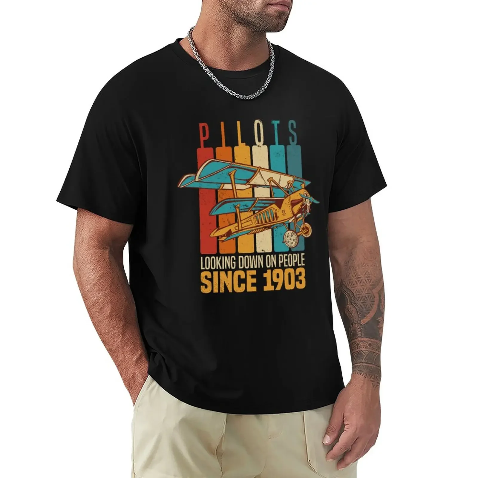 Pilots Looking Down On People Since 1903 Airplane T-Shirt boys whites kawaii clothes customs design your own men t shirt