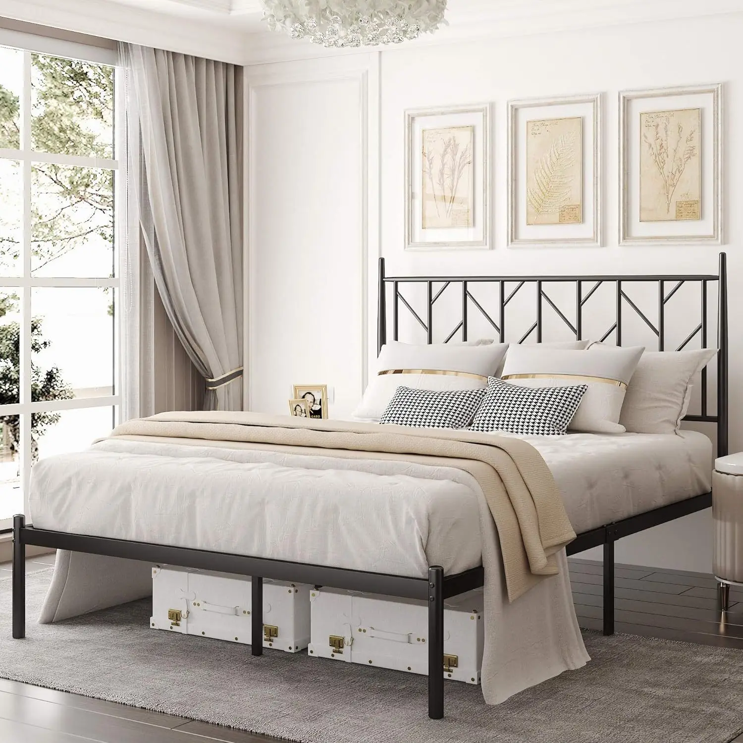 Double bed industrial wind metal bed frame easy to assemble household steel frame bed 1.8 meters dormitory
