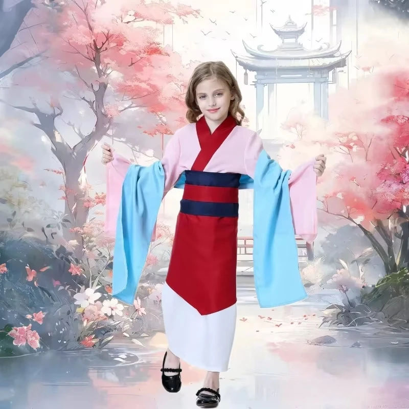 Anime Hua Mulan Cosplay Women Hero Children Hanfu Chinese Traditional Dress Dramas Costume New Year Role Play Outfit Girls