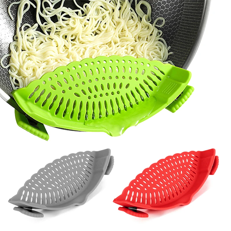 New Silicone Pan Pot Strainer Pot Strainer Pan Drainer Pasta Spaghetti Practical Draining Tool For Home Kitchen Easy Draining