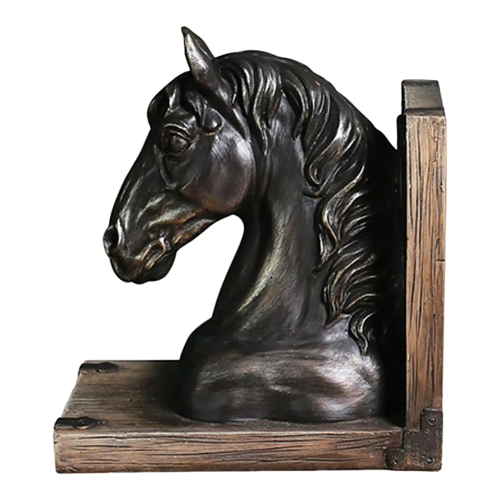 Estatua de cabeza de caballo Vintage, estatuilla de resina decorativa, tapón de libro, escultura de Animal, soporte de libro, estante de escritorio, decoración