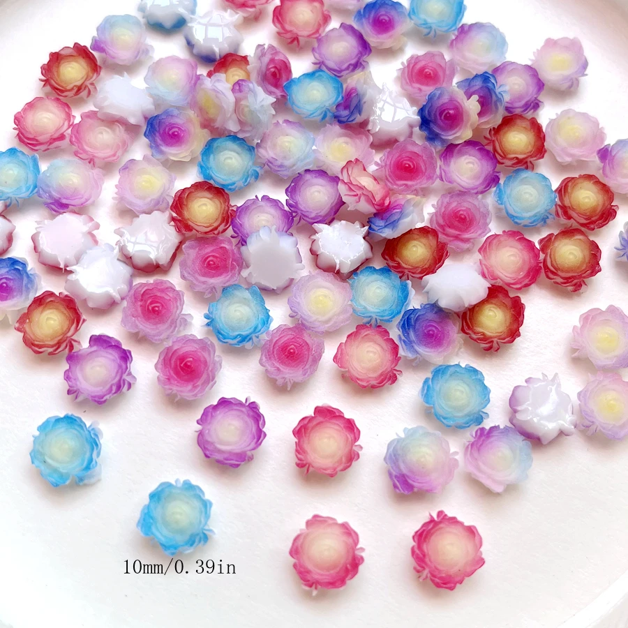 Lovely 10mm luminous rose Flower resin rhinestone Trim Flat back diy hair accessories earrings Nail Art Deco scrapbook 30pcs/lot