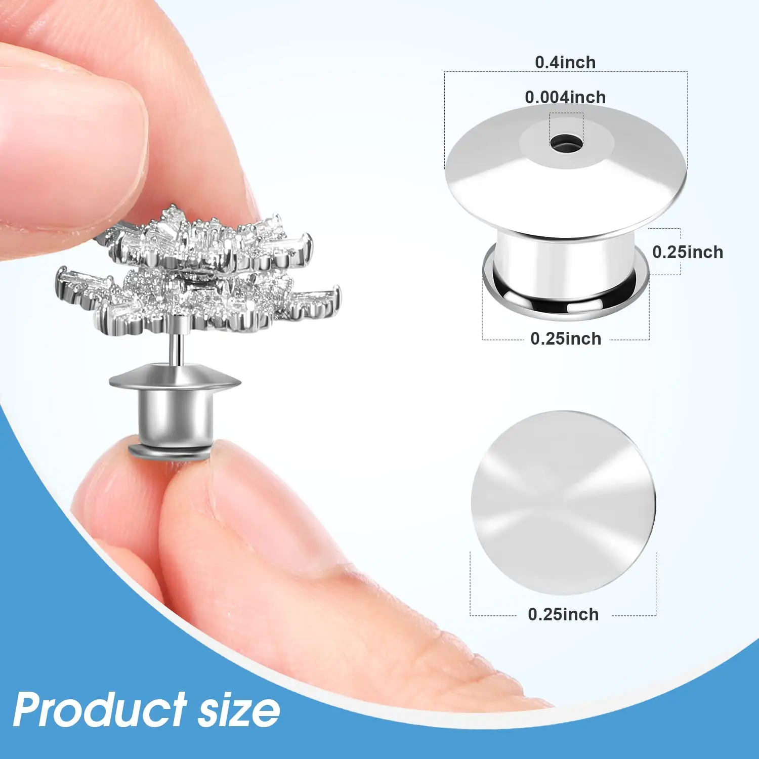 20-Piece Stainless Steel Locking Pin Backs | Secure Clasps for Brooches, Lapel Pins & Enamel Badges | Jewelry Making Supplies image 4