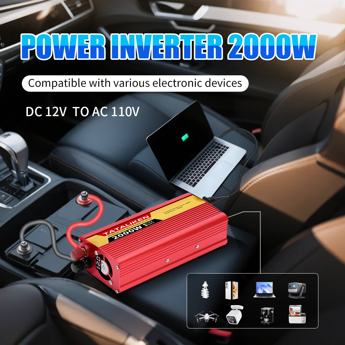 تعديل موجة جيبية العاكس 2500 واط/2000 واط السيارة المحمولة العاكس 110 فولت 60 هرتز