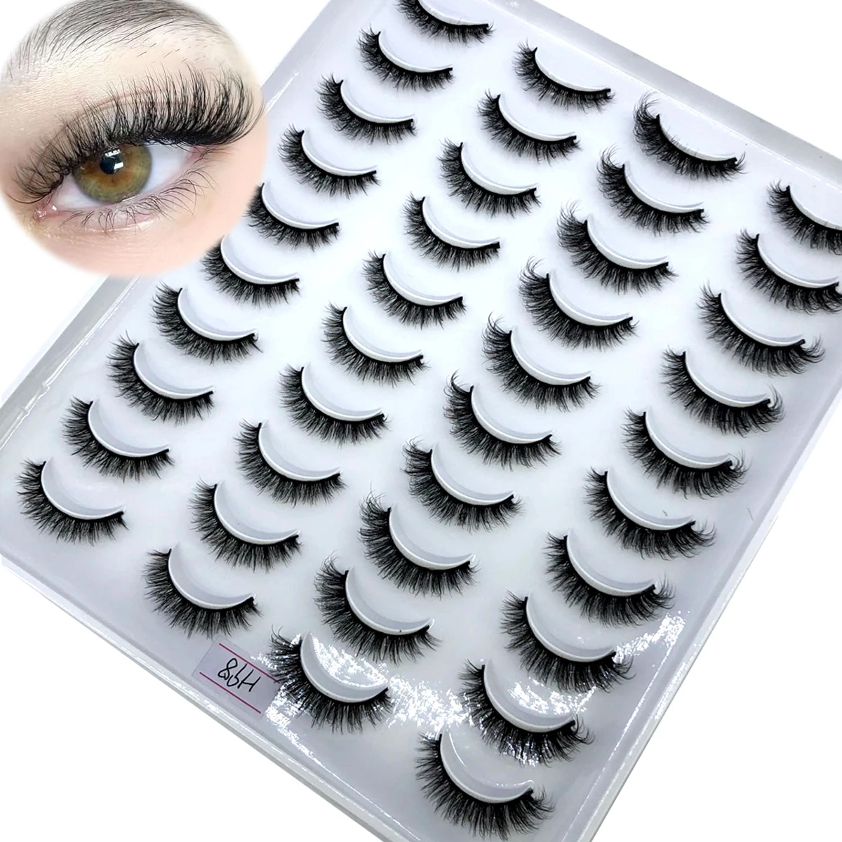 Neue 20 Paar flauschige Faux-Nerzwimpern, natürliche lange falsche Wimpernverlängerung, handgefertigtes Volumen, 3D-Wimpern, Make-up, Faux Cils Cilios