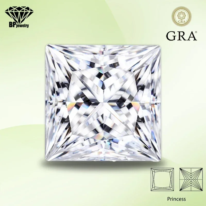 

Moissanite Stone D Color Princess Cut VVS1 Gemstone Lab Grown Diamond for DIY Jewelry Rings Earrings Making with GRA Certificate