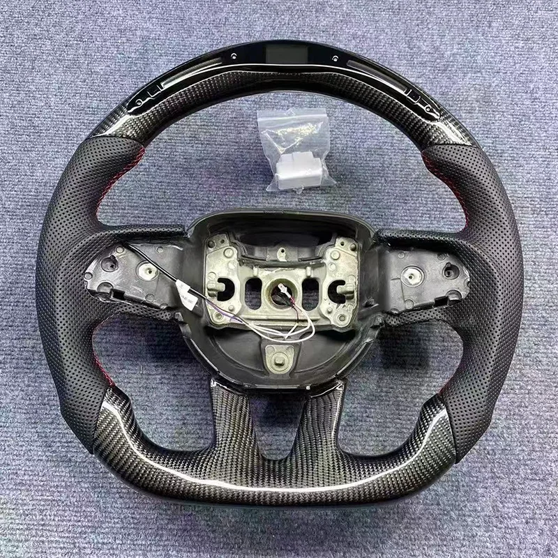 LED Carbon Fiber Steering Wheel For 2015-2023 Dodge Challenger Hellcat Charger SRT For Jeep Grand Cherokee Durango SRT
