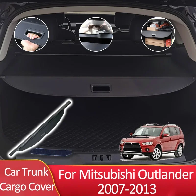 Car Trunk Cargo Cover for Mitsubishi Outlander 2007~2013 Auto Parts Trunk Supplies Luggage Rear Curtain Tray Privacy Arrangement