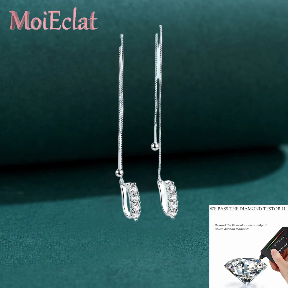 

Girl Tassel Ear Line, Platinum Pt950, 0.8CT Moissanite Diamond, Valentine's Day Wedding Drop Earrings Gift Wife Fine Jewelry