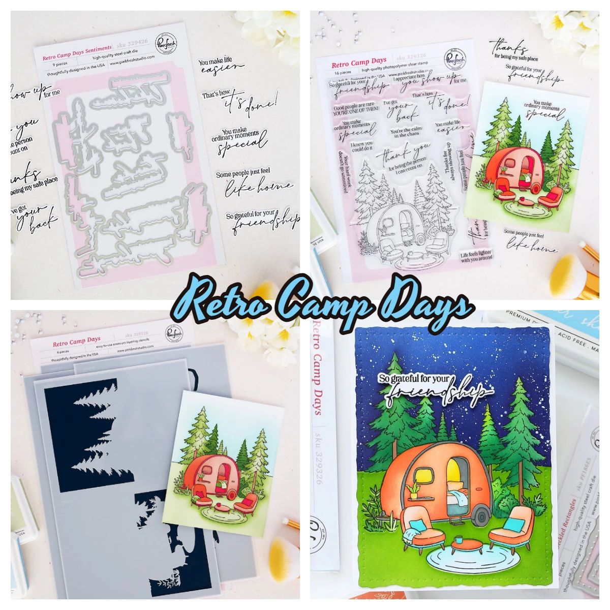 July 2026 New Pink Fresh Retro Camp Days Dotted Nested Deckled Rectangles Meadow Dies Stamps Stencils for DIY Handmade Scrapbook