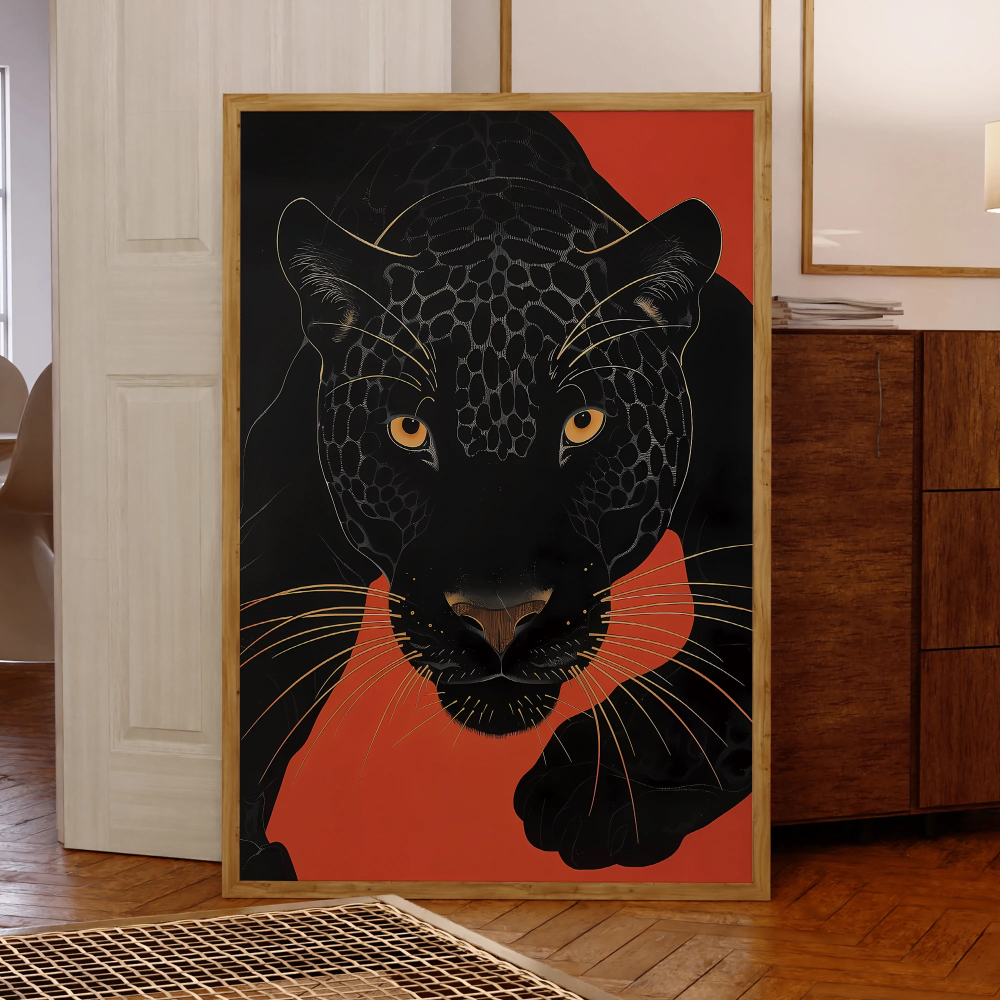 Moderne Jaguar Tier Illustration Schwarz Leopard Wand Kunstdrucke Leinwand Malerei Poster Bild Für Wohnzimmer Wohnkultur