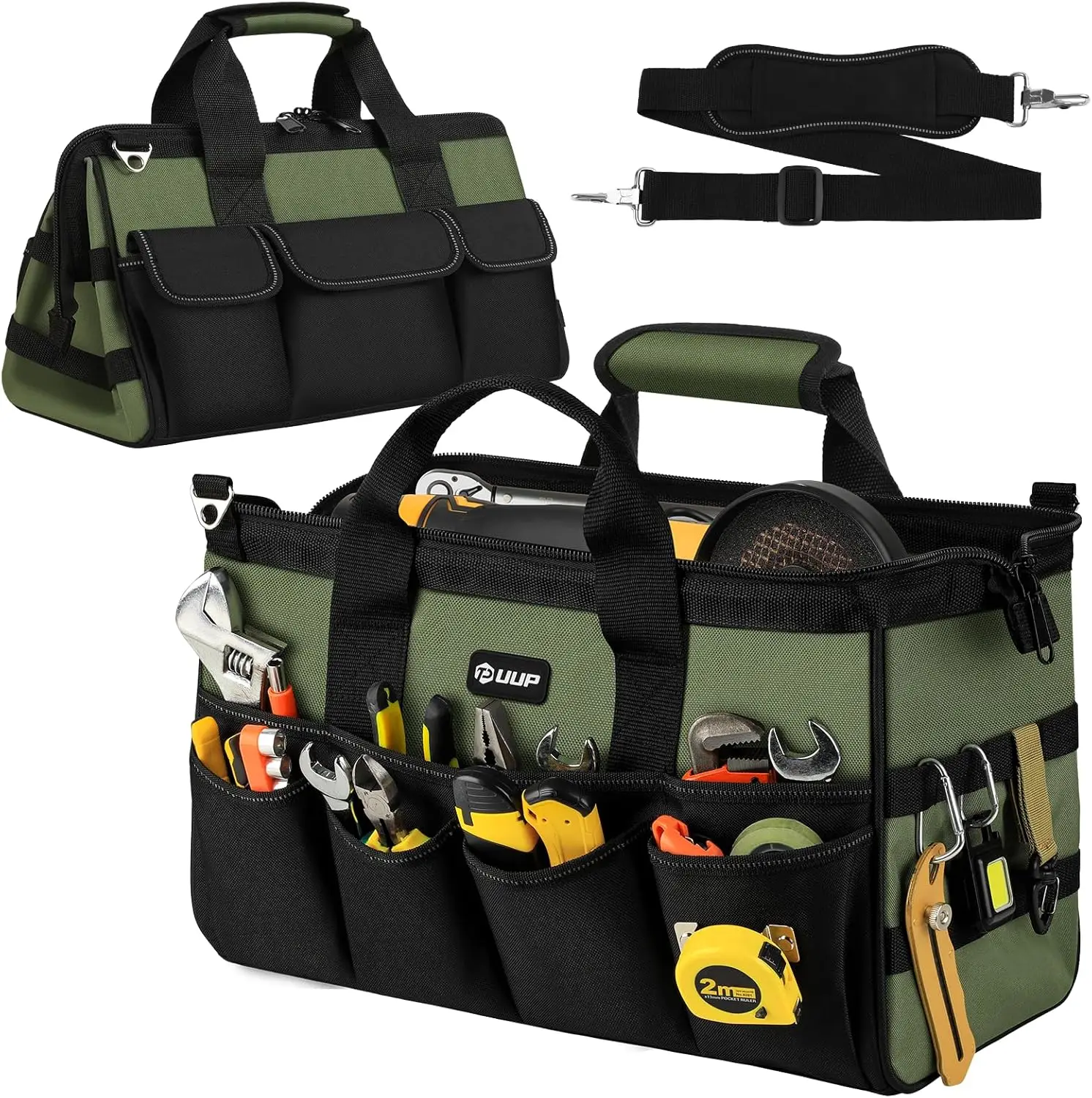 

18-Inch Large Tool Bag with 16 Pockets, Heavy Duty Tactical Organizer for Electrician Contractor Welding Gift
