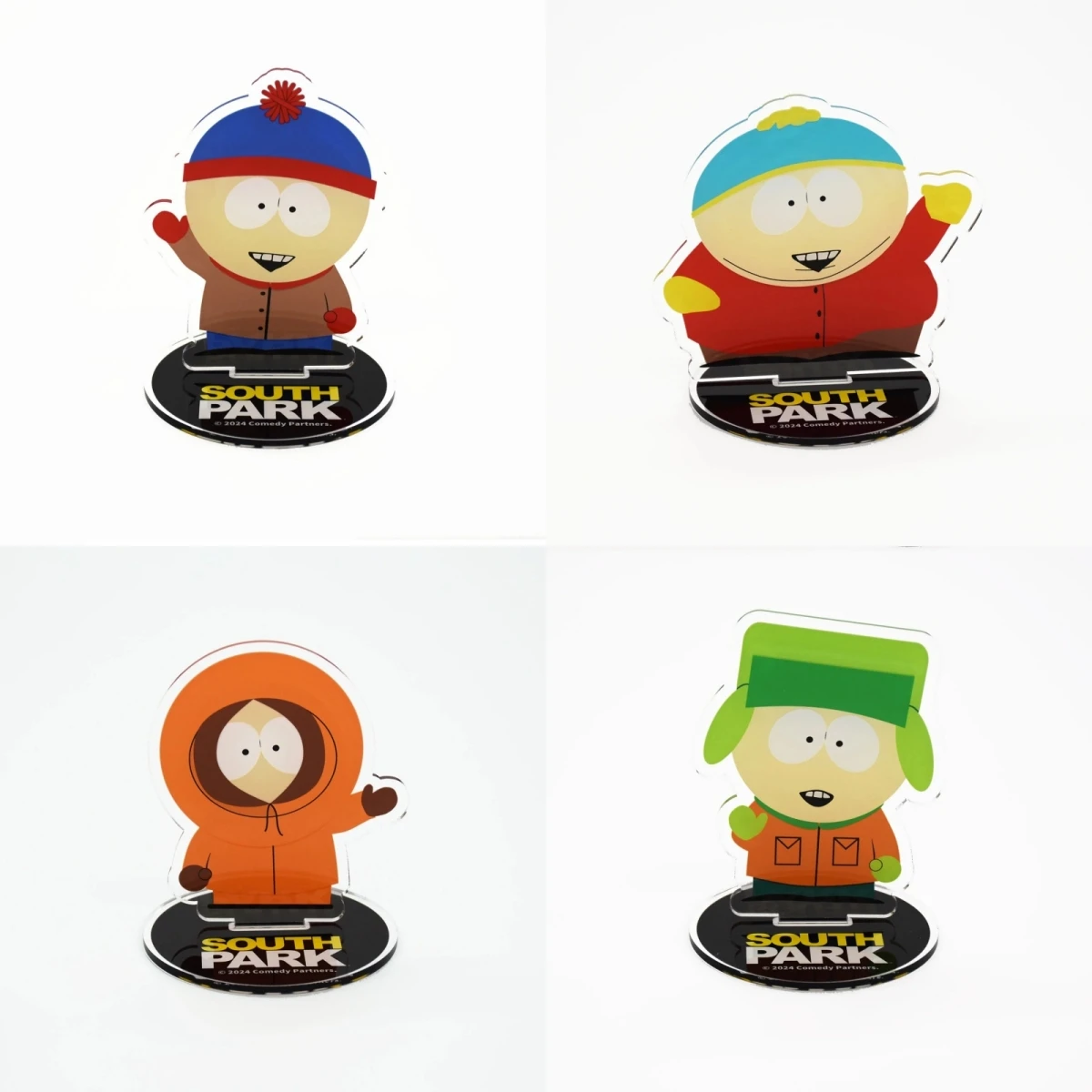 South Park SP 10cm Support en acrylique Stan Kyle Cartman Kenny, Ornement de bureau Anime, Plaque de présentation porte-clés, Cadeau personnalisé pour ami, Cadeau de fêtes