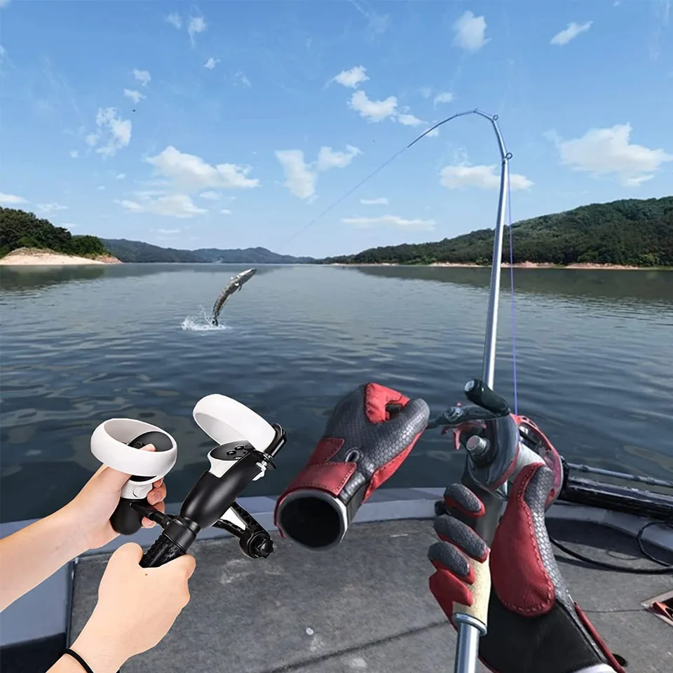 New Arrival VR Real Fishing Reel Adapter For Oculus Quest 2 Fishing Game Accessories Catch Big Fish Unlocking More Equipment