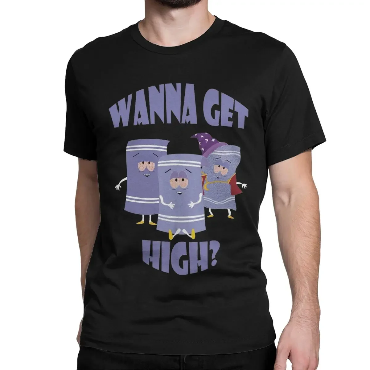 Towelie Wanna Get High Southparks Men\'s T Shirt Awesome Tee Shirt Short Sleeve O Neck T-Shirts Pure Cotton Printed Clothing