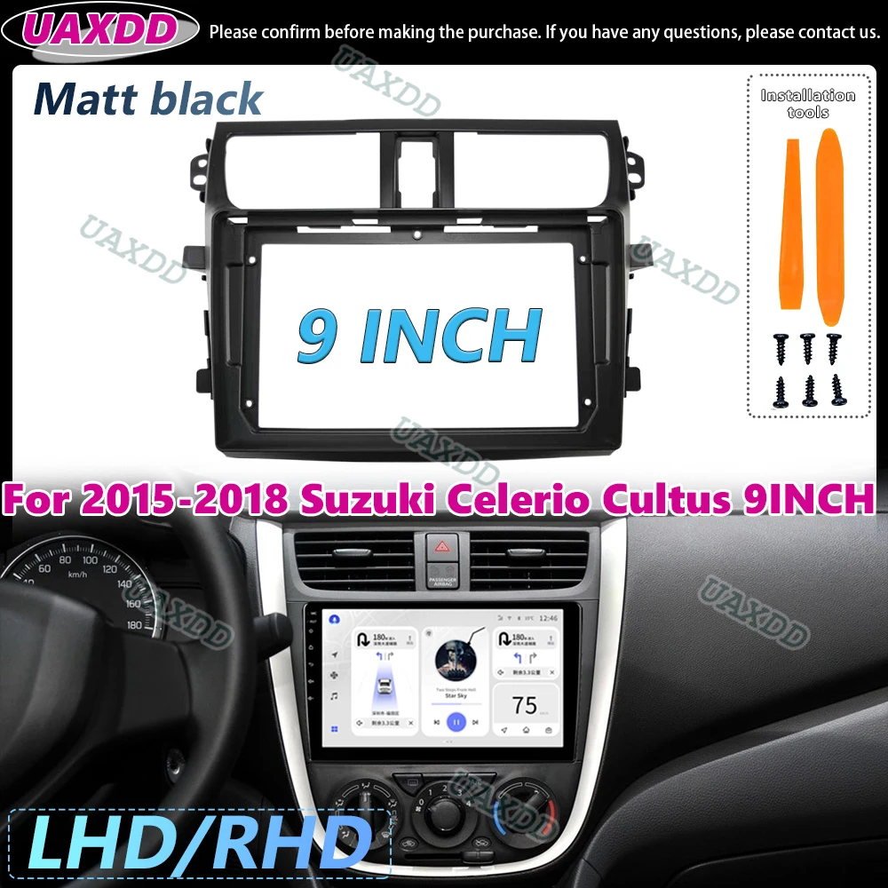 9 Inch Car Radio Frame for Suzuki Celerio Cultus 2015-2018 Board Kit Installation Panel Mount Power Adapter Cable Fascia Android