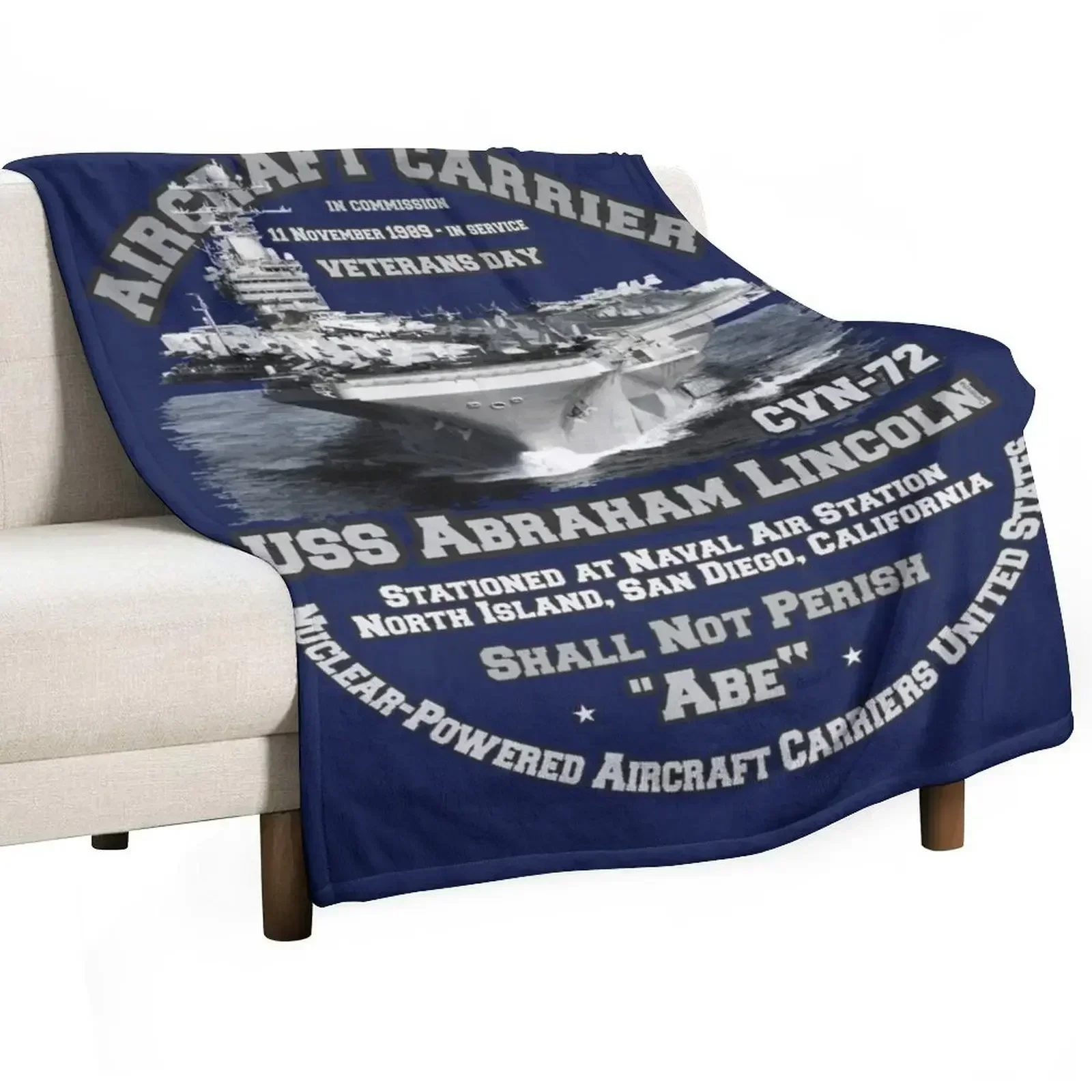 

USS Abraham Lincoln (CVN-72) Aircraft Carrier Veterans Throw Blanket Men's Soft Warm Throw Blanket for Couch