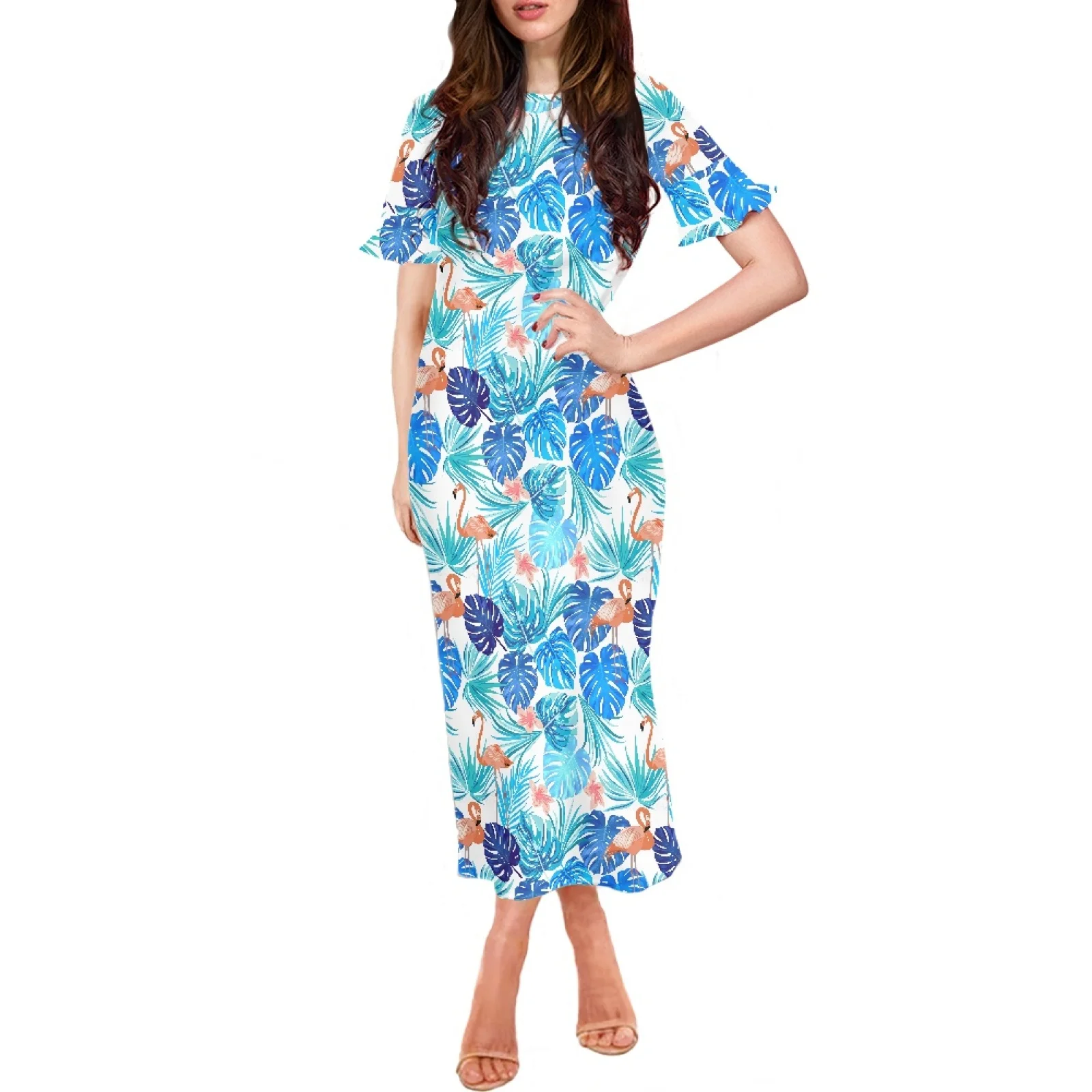 Polynesian Tribal Pohnpei Totem Tattoo Prints New ​Fashion Women Summer Elegant Evening Party Maxi Dresses O-Neck Casual Sexy