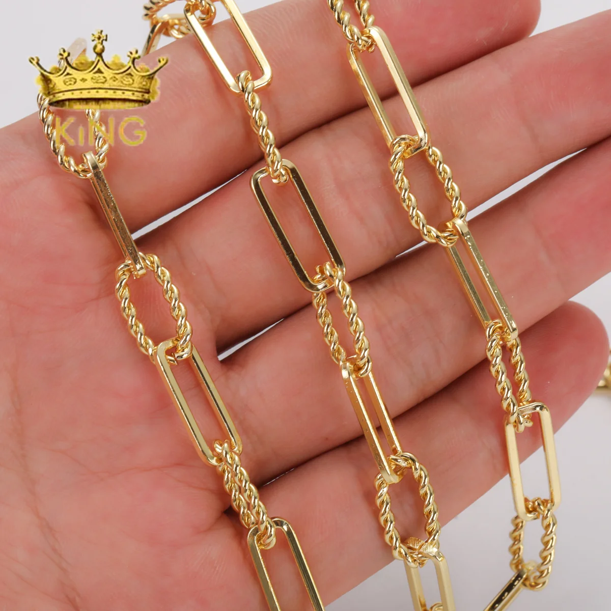 Hochwertige trend ige Kette für DIY Halskette ovale Form Seil große Glieder Kupfer Messing Choker Armbänder für die Schmuck herstellung