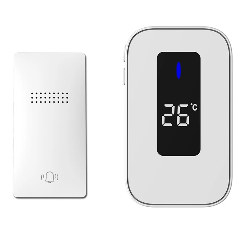 Promotion! Wireless Doorbell Waterproof Self-Powered 38-Song Doorbell Set Home Outdoor Doorbell With Temperature Display