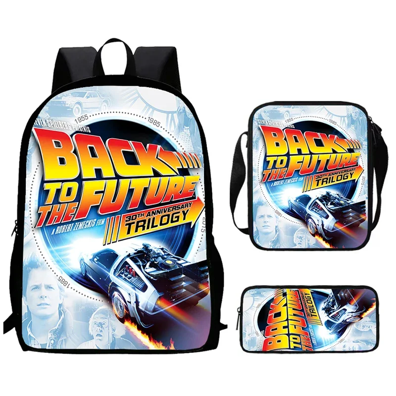 Cartoon Back To The Future School Backpack With Shoulder Bags Pencil Bags For Kindergarten,Light Weight Child Bag For Boys Girls