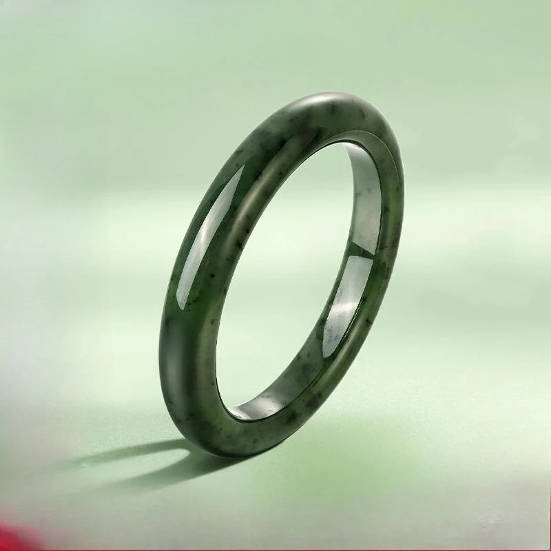 

Браслет из натуральной нефритовой яшмы Hetian, широкая версия, нефритовый браслет, зеленый браслет из шпината