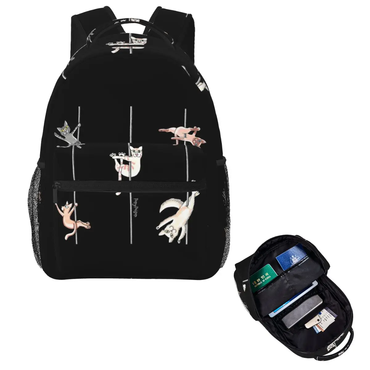 القطب القطط في اللعب على ظهره رائجة البيع Daypack سعة كبيرة الأطفال BookBag حقيبة مدرسية حقائب الكتف للرجال والنساء
