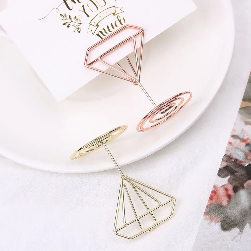 Mini Wedding Supplies Paper Clamp Desktop Decoration Rose Gold Clamps Stand Table Numbers Holder Place Card Photos Clips