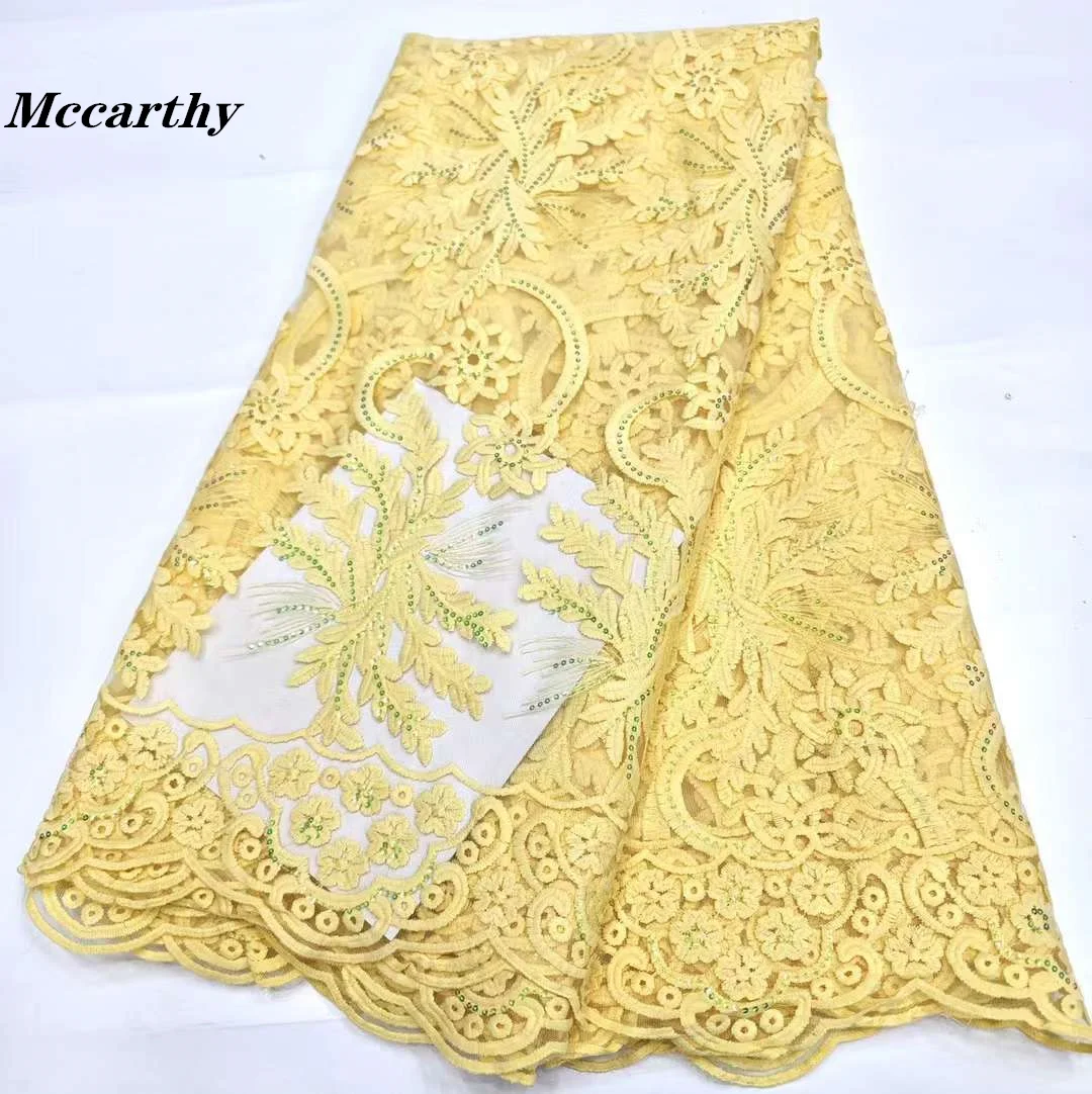 

Mccarthy High Quality Fashion French Mesh Embroidery Lace Fabric African Nigerian Sequins Lace Fabric For Wedding Dress