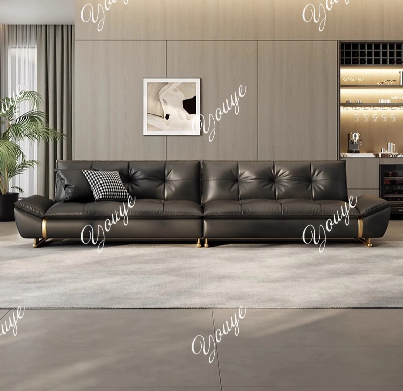The first layer of cowhide living room sailing down sofa light luxury style inline leather high-end luxury combination