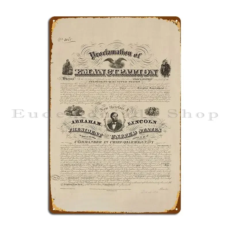 Emancipation Proclamation Reprint From A Kidder 1864 Metal Plaque Poster Cinema Rusty Design Printing Garage Tin Sign Poster