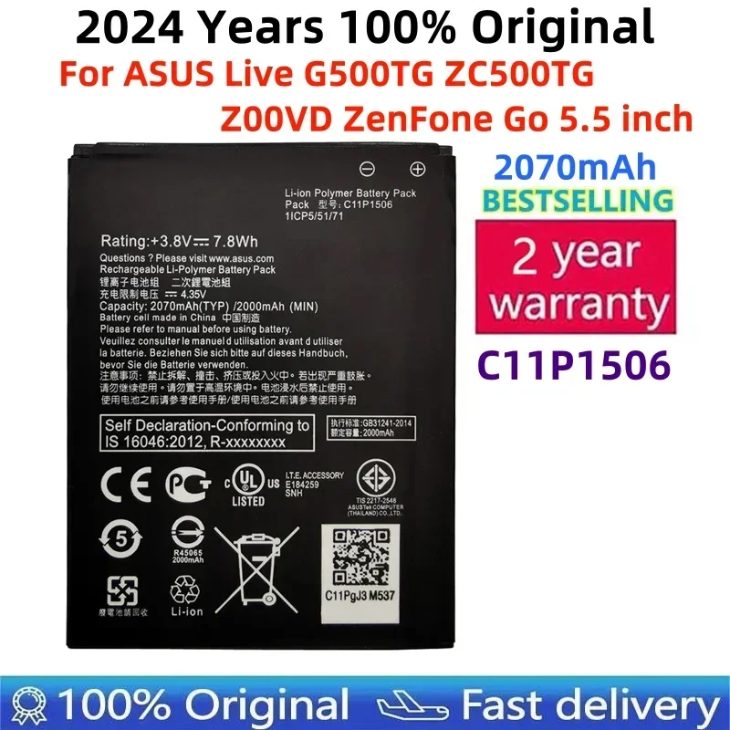 

100% Original 2070mAh C11P1506 Battery For ASUS Live G500TG ZC500TG Z00VD ZenFone Go 5.5 inch Phone Latest Production