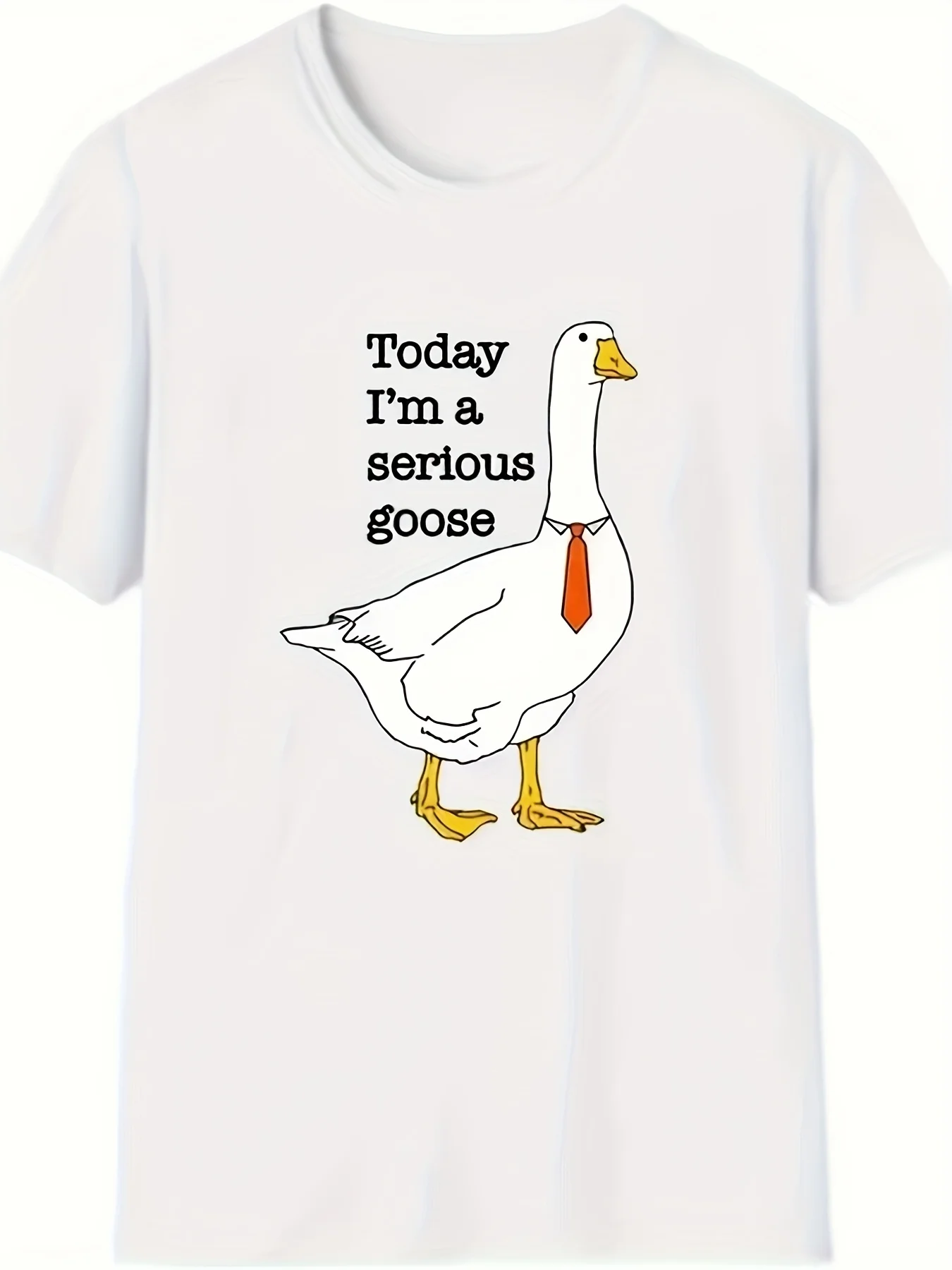 Funny Serious Goose with T Shirt Men Women Cartoon Animal Slogan Crew Neck Cotton Humor Casual Streetwear Tee