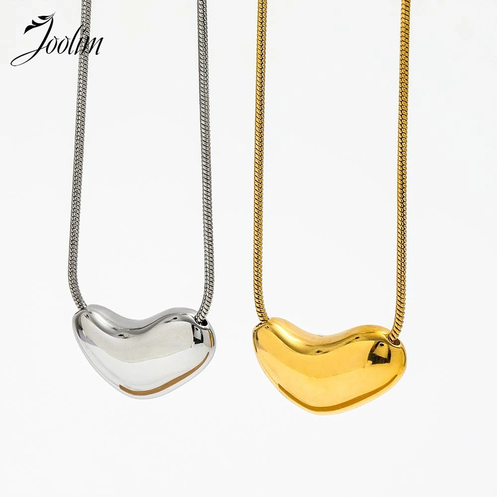 

Joolim Jewelry Wholesale Non Tarnish Fashion Designer Unique Chunky Heart Pendant Snake Chain Stainless Steel Necklace for Women