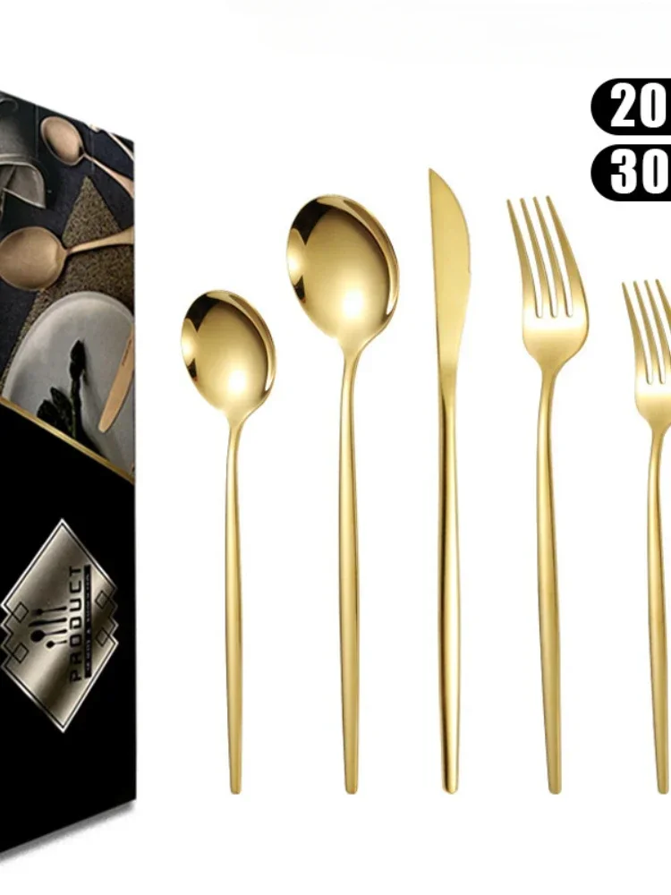 

20/30-piece Stainless Steel Tableware Set Western Steak Knife Fork and Spoon Gift Box with Hotel Supplies