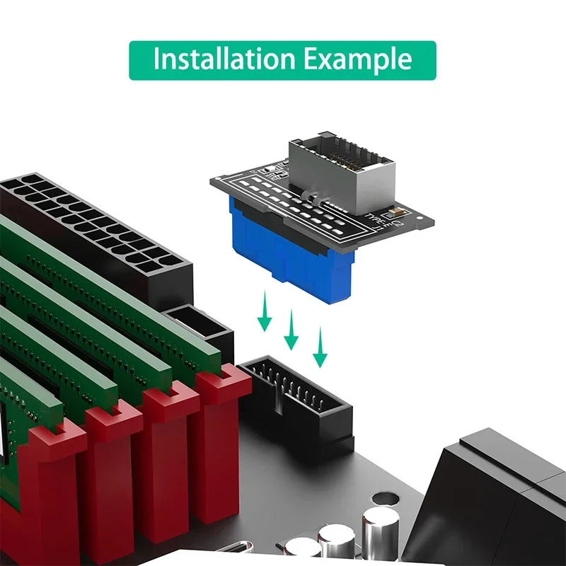 NEUER USB-Frontplatten-Adapter Typ-E-Buchse auf USB 3.0 19-poliger Stecker-Adapter Interner vertikaler Header-Splitter für Typ-C-Motherboard