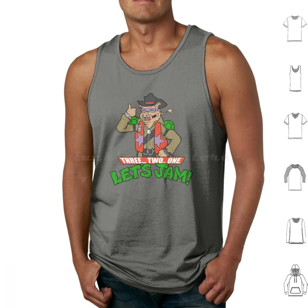 Let's Jam Tank Tops Print Cotton Turtles Anime Swordfish Funny Awesome Villain Warthog Mutant Cartoon