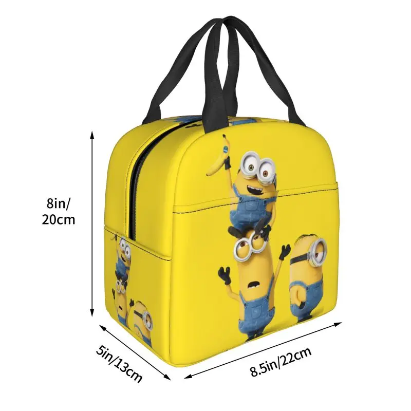 Custom Minion Cartoon Banana Thermal Insulated Lunch Bag Women Resuable Lunch Container for Work School Travel Storage Food Box