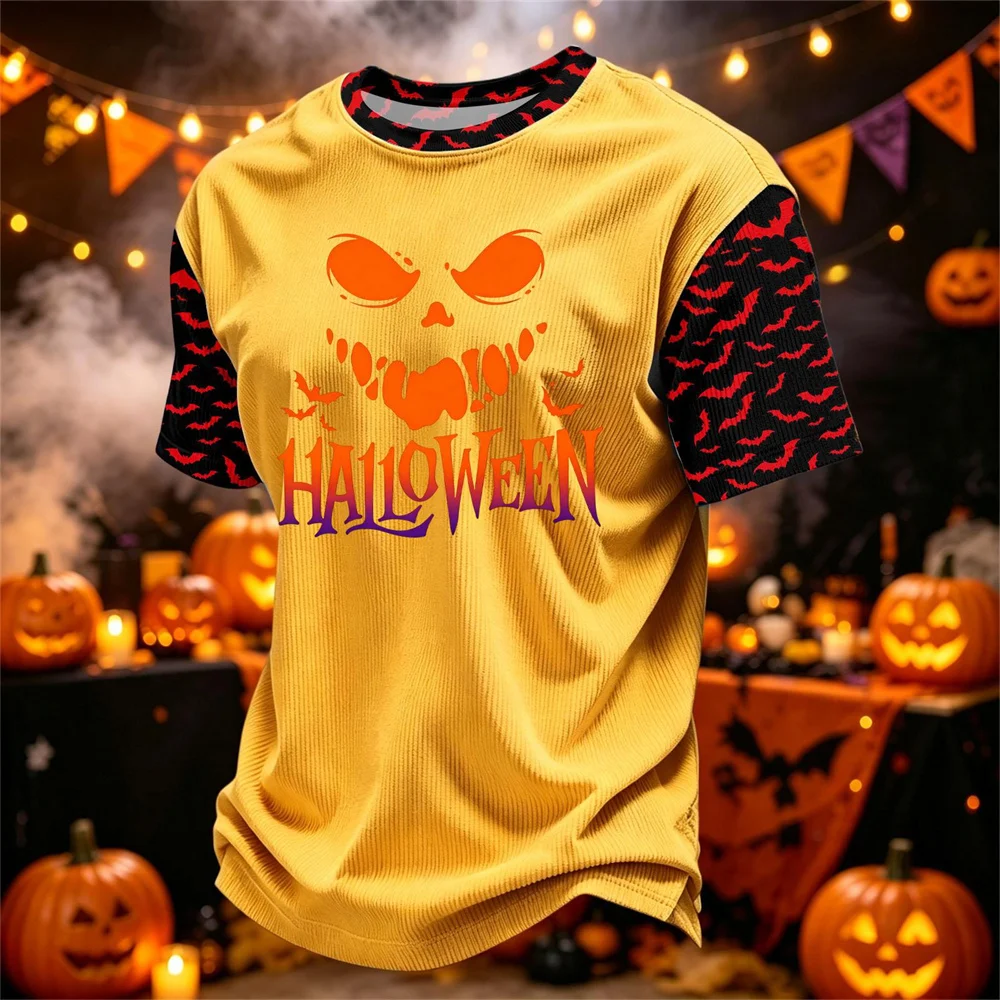 3D Print Horror Red Bat Halloween T-shirt For Men Festival Street Wear Funny T Shirts 2026 Halloween Mischief Fashion Tee Top