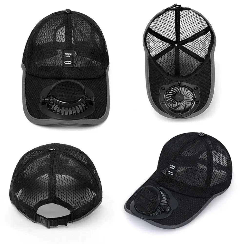 Breathable Sunhat with Solar Fan Sun Block Baseball Hat with Solar Fan USB Charging Fan Outdoor Sunhats Sunscreen Sunshade Hats