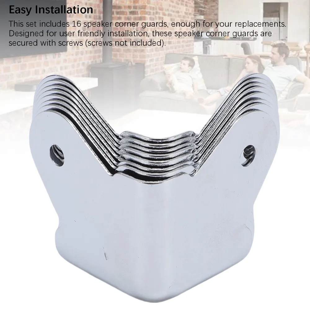 16PCS Safety Bumpers Speaker Corner Guards Matching Screws Included Iron Angle Corner Protectors Cabinet Corner Protectors