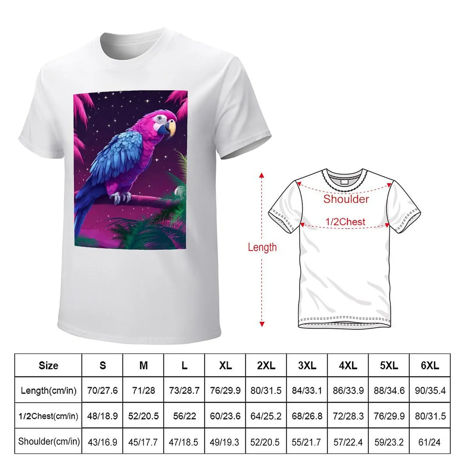 Copy of Parrot and palms at evening, sky fall of stars, exotic vibes T-Shirt plain cute clothes blanks Short sleeve tee men